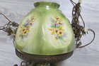 Vintage Hanging Green Swag Lamp Ceiling Floral Shade 20    Tall