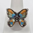 Carolyn Pollack Relios 925 Sterling Large Multistone Inlay Butterfly Ring Sz 10