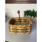 Woven Square Basket Wooden Handle Rustic Farmhouse Home Decor Storage