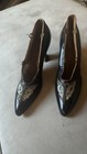    antique Edwardian 1920s Leather Heels Beaded Butterfly Shoes Size 4 5 Vintage   