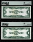  2- Consecutive   1923   1 Silver Certificate Nice Notes- Pmg Au55