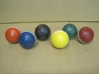Vintage Set Of 6 Wooden  3  Diameter  Ribbed Croquet Balls With 3 Stripes