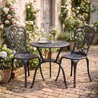3 Piece Cast Aluminum Patio Bistro Sets Outdoor Bistro Table And Chairs Set Of 2