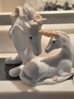 Vintage 1987 Enesco Unicorn With Baby Porcelain Figure 