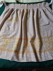 Lot Of 2 Half Aprons Vintage Gingham Brown Cross Stitched Mid Century