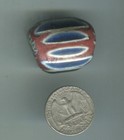 African Trade Beads Vintage Antique Venetian Glass 7 Layer Chevron Blue 33x26mm