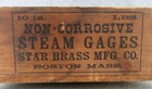 Vintage Railroad Train Marine Boat Engines Steam Gage Wood Advertising Crate Box