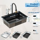 27 Inch Black Kitchen Sink  Nanocoated Stainless Steel Workstation Sink With