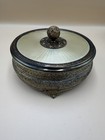Vintage Ornate Brass Vanity Box Jewelry Casket Glass Insert Hollywood Regency