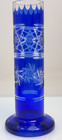Bohemian Czech Cobalt Blue Glass Vase Hand Cut Crystal Art Deco W  Gift Bag