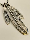 Goro s 3-feather Set Plain Xl   Large Chain Necklace Vintage Rare Japan Jp