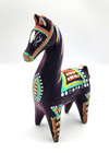 Vintage Hand Painted Ceramic Horse Folk Art Dark Blue Purple Colorful