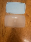 Vintage Tupperware Rectangular Sheer Cold Cut  Keeper  816   Aqua Blue Lid  817
