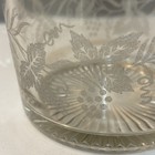 Vintage Ice Bucket  Frosted Grapevine Leaf Etched Glass Design Gold Edge Barware