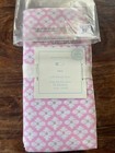 Pottery Barn Baby Crib Fitted Sheet Ana Pink white Organic Cotton New 26x53 Inch