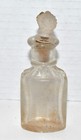 Vintage Miniature Glass Perfume Bottle With Fleur Des Lis Fancy Stopper