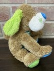 Dan Dee Plush Brown Dog Green Blue Ears   Paws Stripe Shirt 10  Stuffed Animal