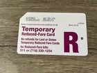 Nyc Mta Metrocard Temporary Reduced-fare Card Lost Or Stolen Temporary Purple