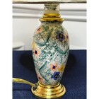 Vintage Floral Mini Table Lamp 9  Ceramic Base Gold Trim Cottagecore Light