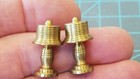 Vtg  Pair Solid Brass Table Parlor Lamp Dollhouse Miniature Accessory Nos - Gwbb
