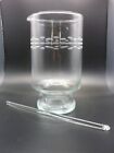 Etched Glass Martini cocktail Pitcher With Glass Stirrer Mcm Vintage Barware