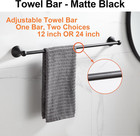 Bathroom Accessory Set  Matte Black Adjustable Expandable Towel Bar 4-piece Bath