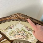 Vintage French Louis Xv Style Needlepoint Arm Chair With Pink Pastoral Scene Tap
