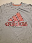 Boys Youth Adidas Athletic Short Sleeves T-shirt Big Logo Gray Activewear