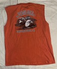 Vtg 2005 Harley Davidson Wiebler s Davenport Iowa Orange Sleeveless T Shirt Sz L