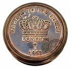 Antique Brass London Compass 2  Maritime Nautical 100 Yrs Calendar Pocket Gift