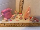 Dollhouse Miniature 1 12 Pink Christmas Tree With Santa Gnome  Hat Gift Bag Lot2