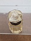Antique Faceted Glass Etched Floral Hinged Inkwell