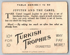Turkish Trophies Cigarettes  jupiter And The Camel  Tobacco Victorian Trade Card