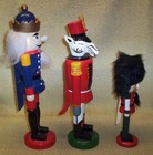 3 Different Vintage Wooden Nutcrackers - Swank Zebra  King    Buckingham Guard