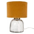 Storied Home Modern Table Lamp With Glass Base And Velvet Shade Green