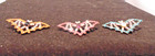 Vtg  3 Czech Clear   Multicolor Glass Rhinestone Buttons -flying Bats - 2  W