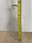 Vintage Cut Glass Liquor Decanter Tall Bottle With Plastic Cork Top Wine Whiskey