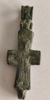 Wearable Ancient Byzantine Bronze Enkolpion Cross Pendant 1000-1200 Ad