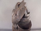 Antique Black Forest Style Hand Carved Wood Game Bird Hanging Match Safe