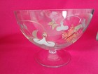 Vintage Clear Glass Pedestal Bowl With Butterfly And Flowers