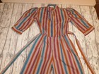 Vtg 70 s 80s Jumpsuit Stripes Multi Color W Belt Bill Berman Jodi Schwartz Xs S