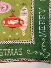 Vtg Pat Prichard  Handkerchief Mcm Merry Christmas W Ornaments 14x15 