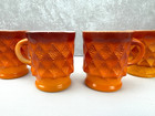 6 Vintage Fire King Kimberly Diamond Orange Brown Coffee Cup Mug Anchor Hocking