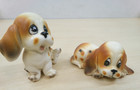 Vintage Ceramic Bassett Hound Puppy Figurines By Napco Set Of 2   9789