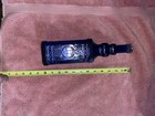 Blue Glass Decorative Bottle  Decorative  12 In Tall  Embossed Design   Vintage 