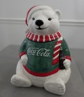 Vintage 1995 Coca-cola  Limited Edition Polar Bear Cookie Jar In Green Sweater