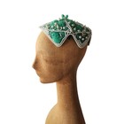 Vintage 1950s Ornate Cocktail Hat Green White Beaded Exotic