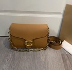 Coach Caf52 New Chain Tabby Shoulder Bag Crossbody Bag Khaki Leather Women