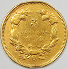 1854-o Three Dollar Indian Gold New Orleans Coin  3 - Xf Details - Rare Date 