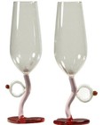 2pcs Couple Champagne Glasses     Heart Base Ring Stem Flutes Wedding Valentines 